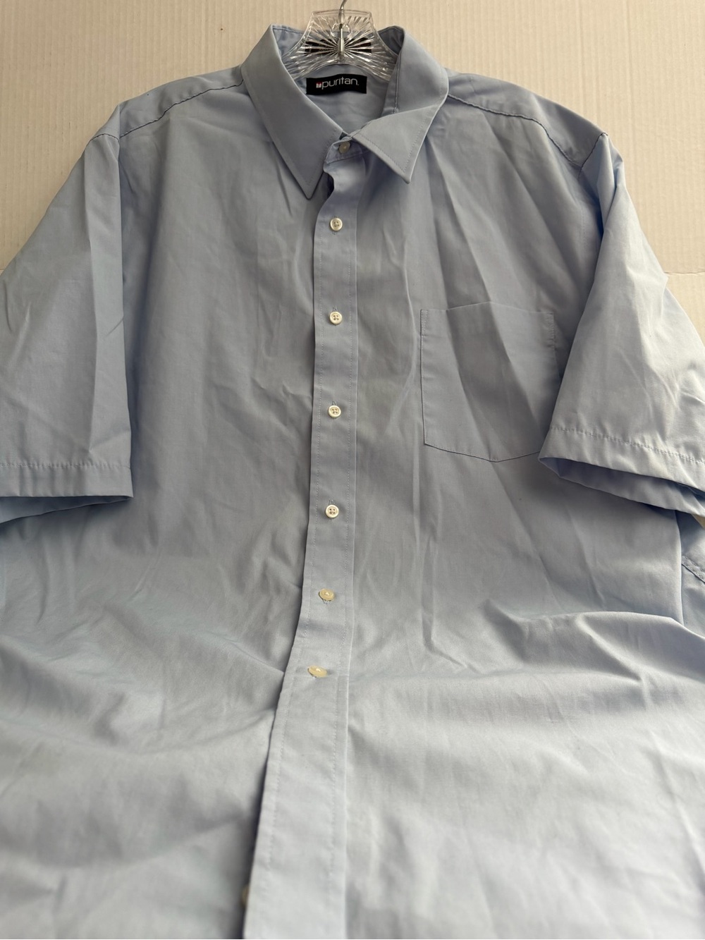 Puritan Men’s Short-Sleeve Light Blue Button-Down Shirt